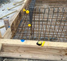 Timber frame work with steel bars