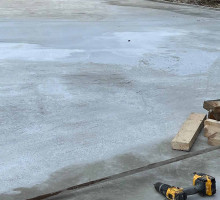 Solid concrete floor of building