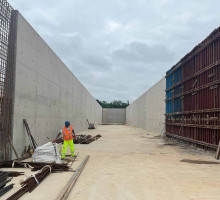 Reinforced concrete slab under construction
